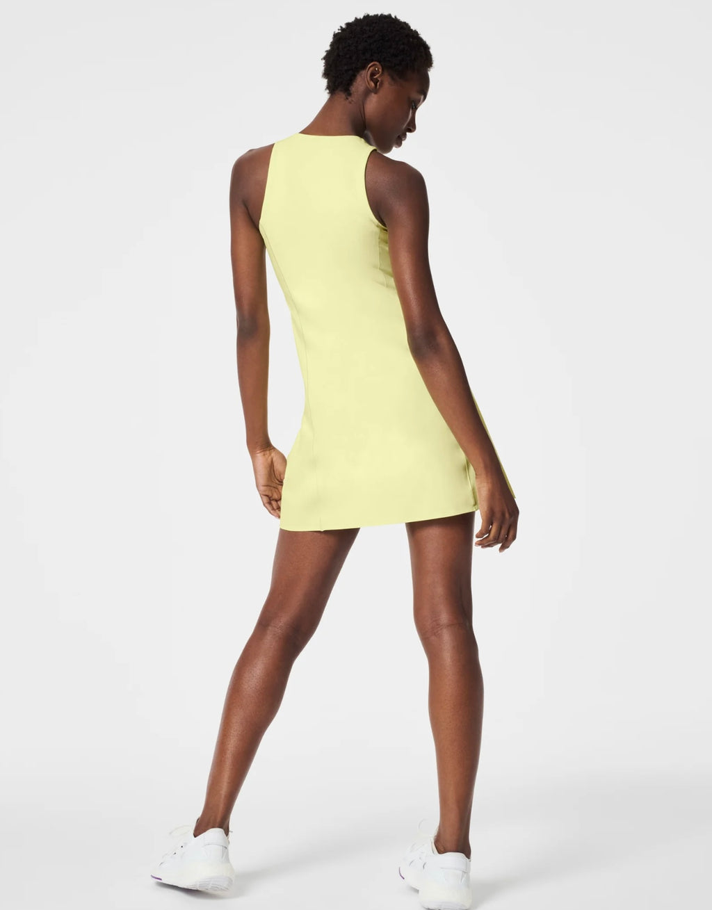 Zip Front Racerback Dress in Lemon Lime