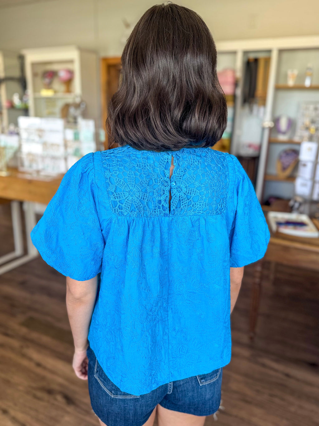 Turquoise Embroidered Top