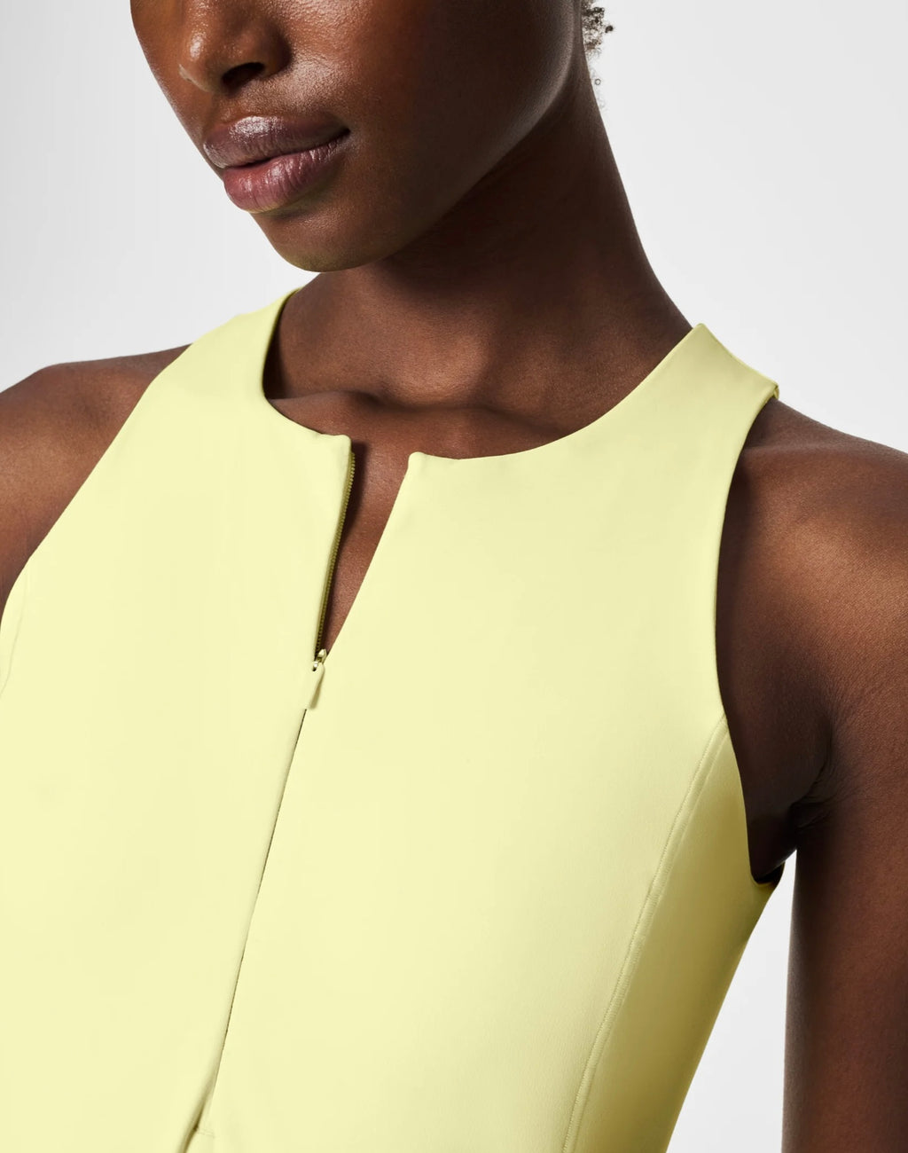 Zip Front Racerback Dress in Lemon Lime