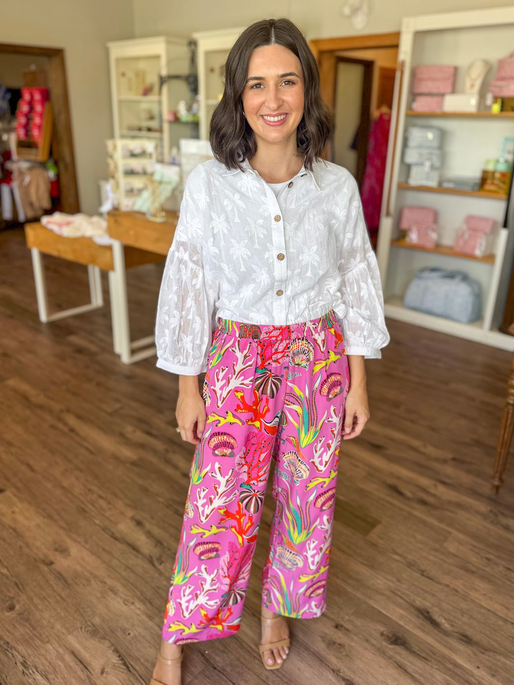 Pink Seashell Palazzo Pants