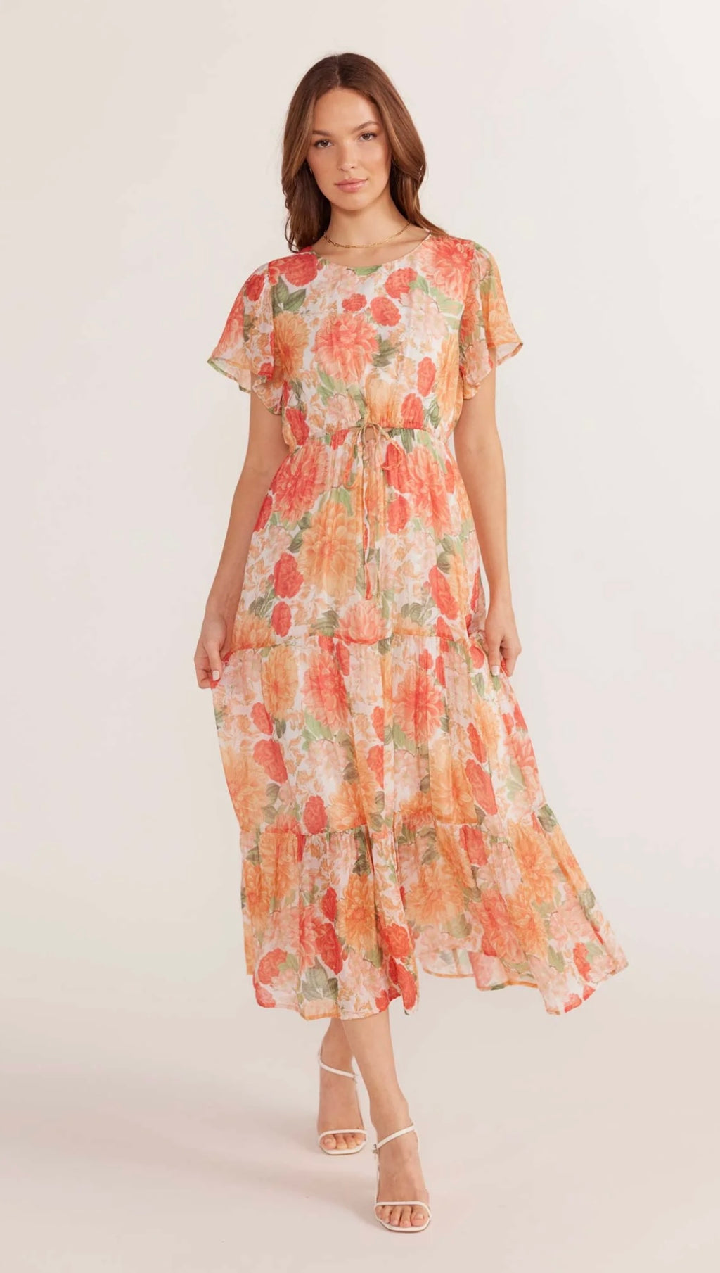 Aida Dress in Apricot Foral