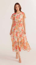 Aida Dress in Apricot Foral
