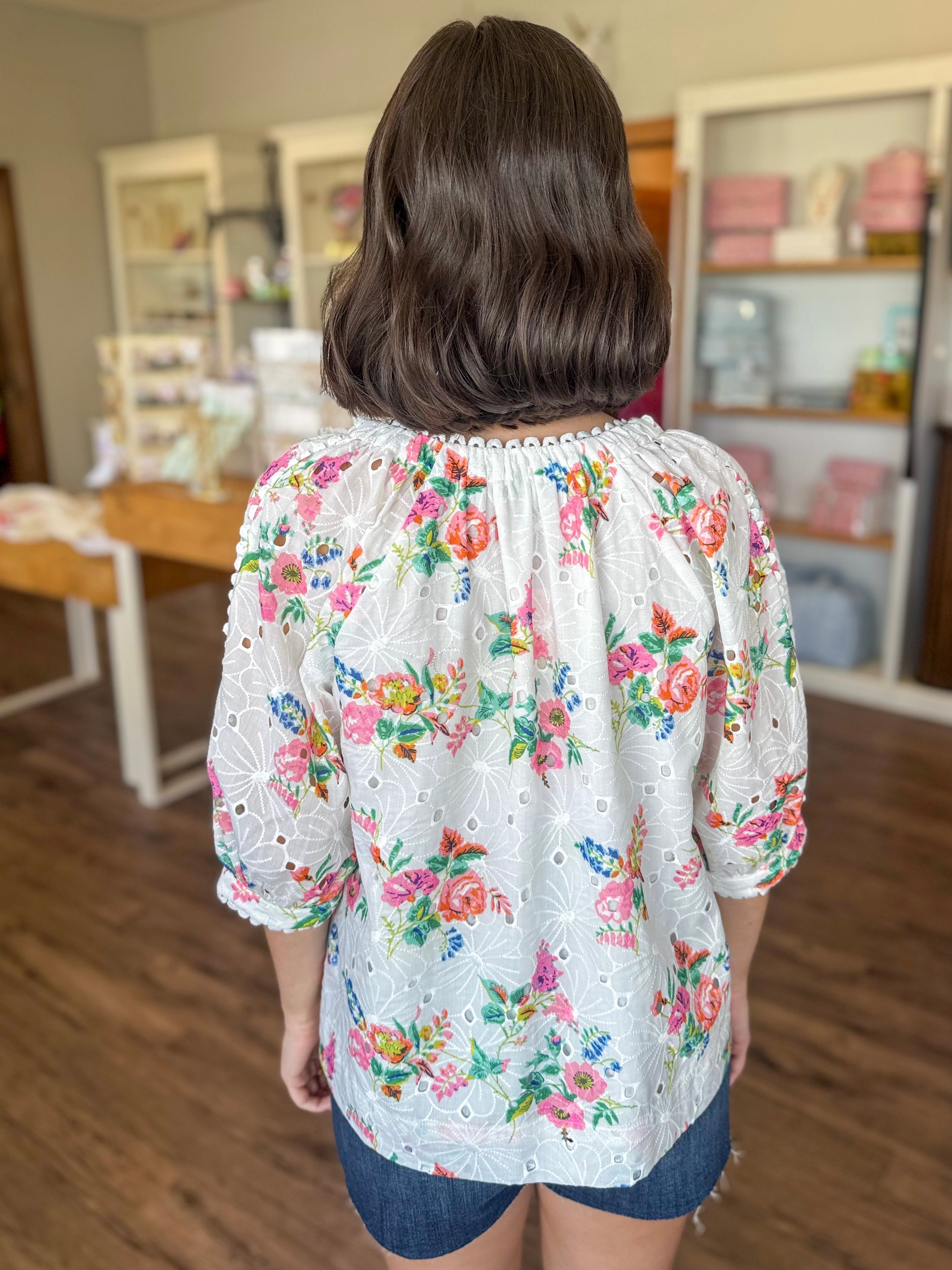 Floral Eyelet Blouse