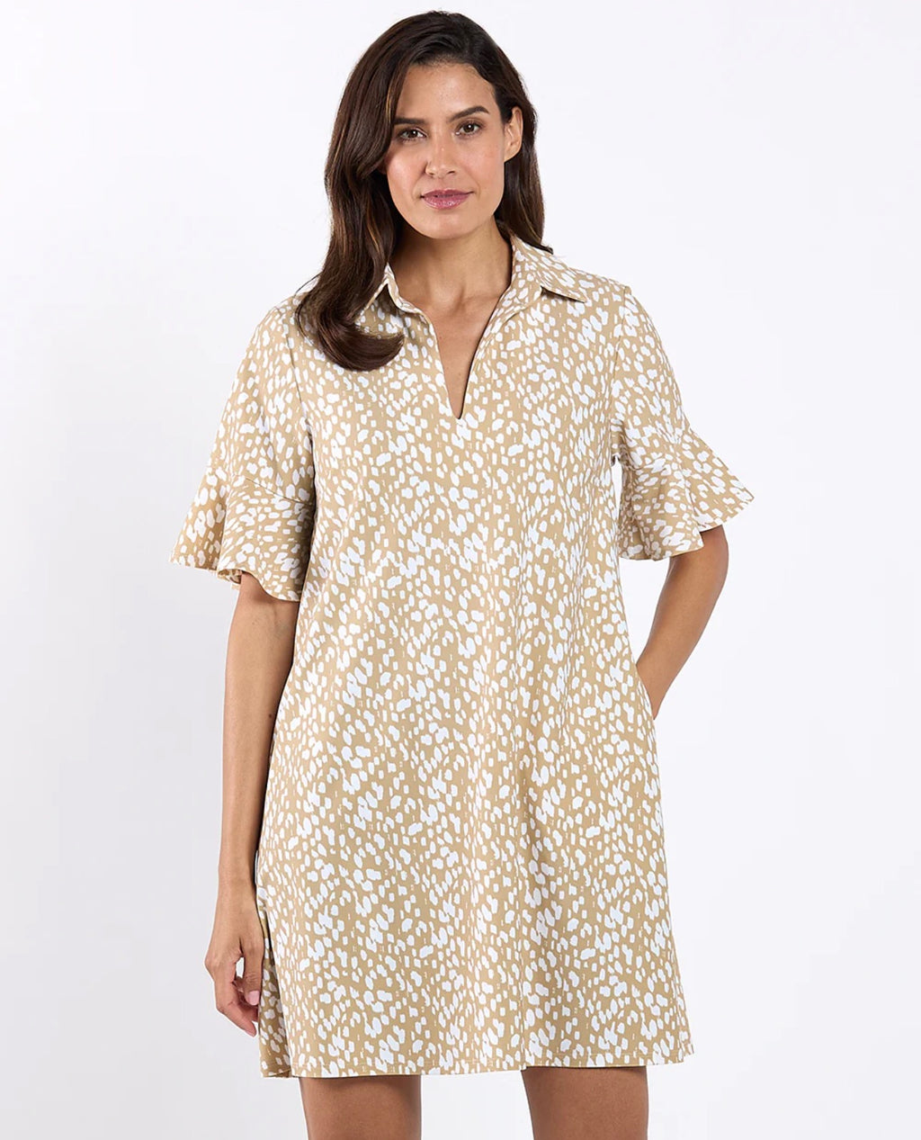 Regina Dress in Antelope Sand