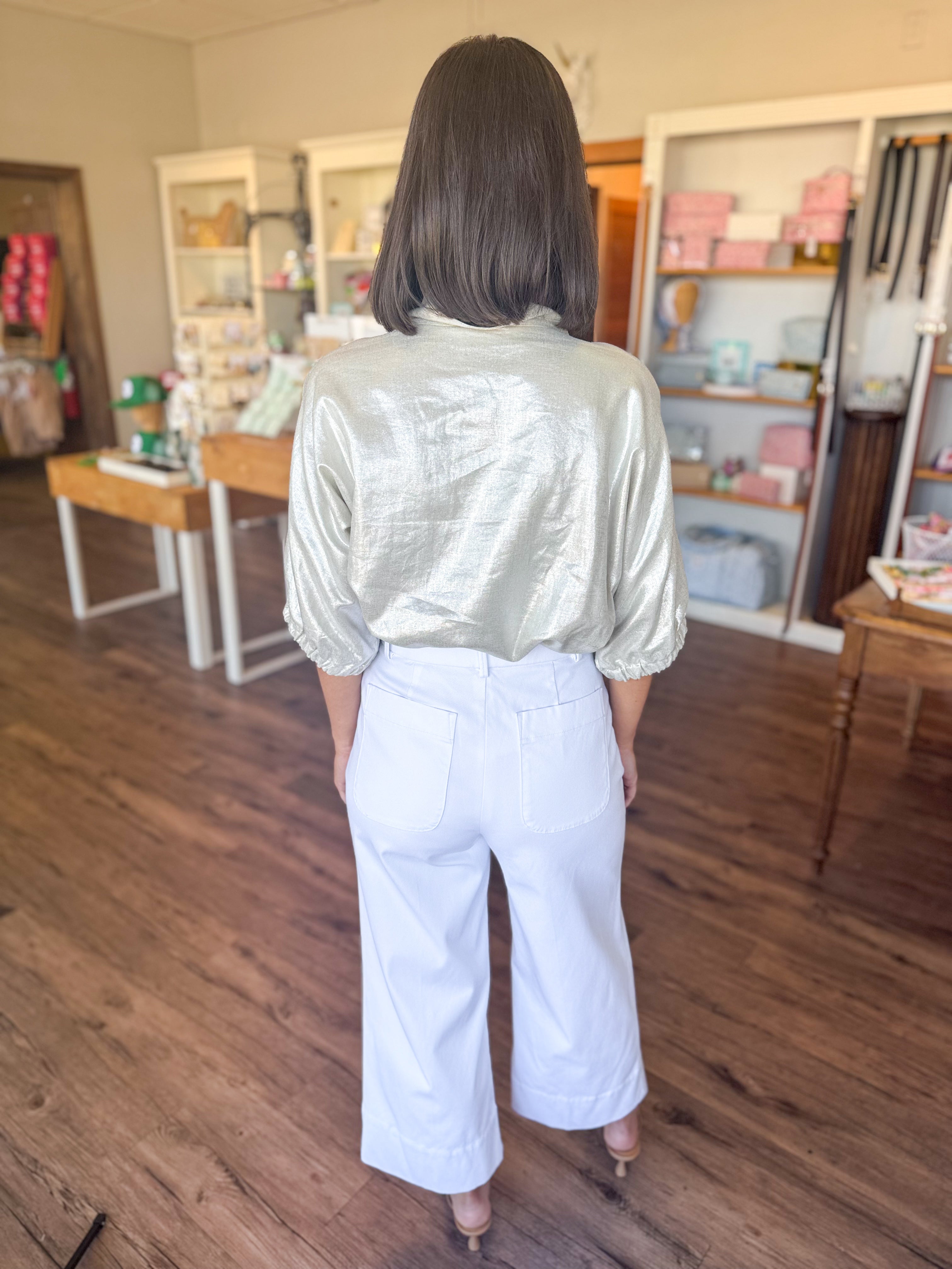 Stretch Twill Crop Wide Leg Pants
