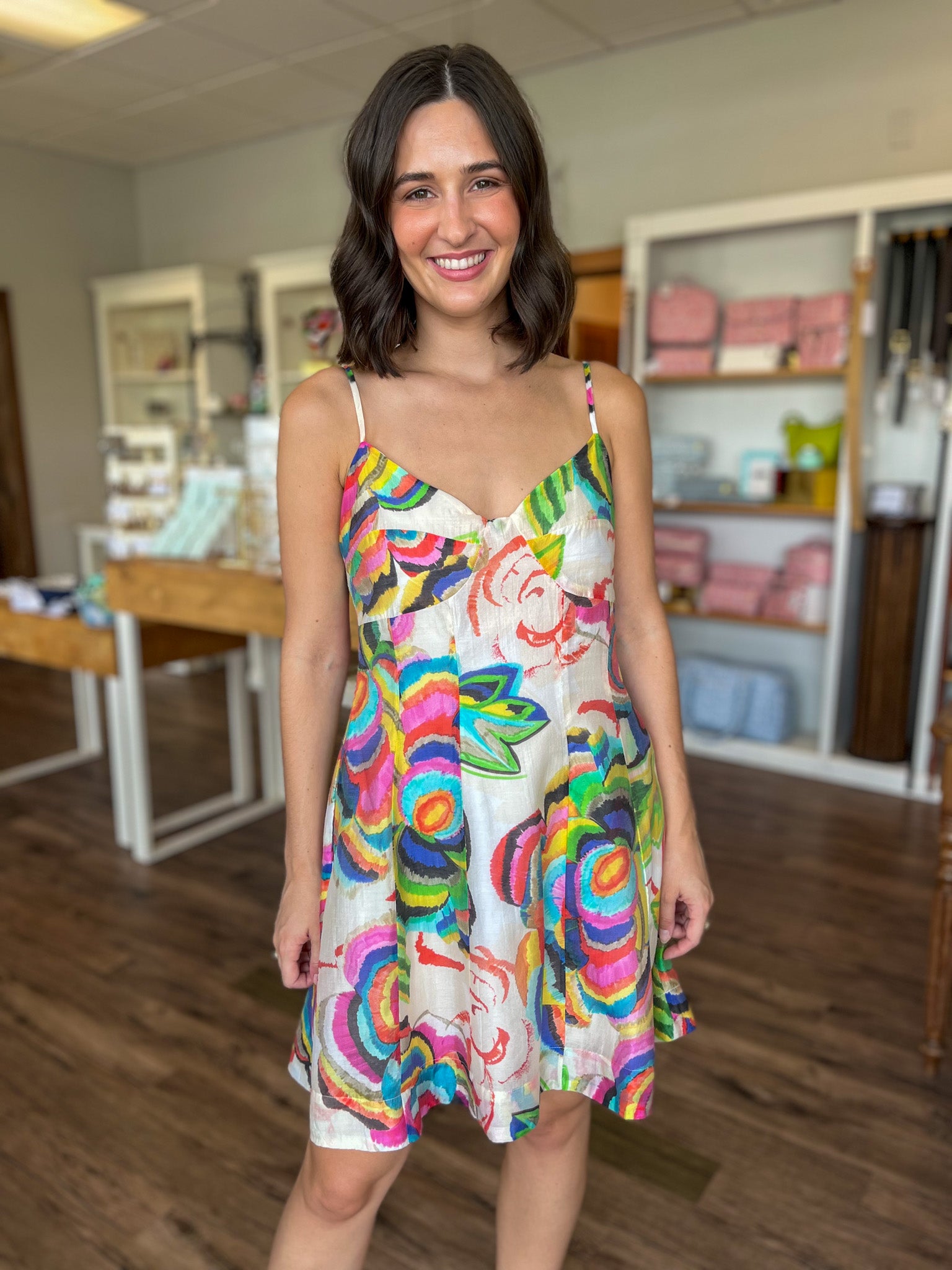 Abstract Floral Print Mini Dress