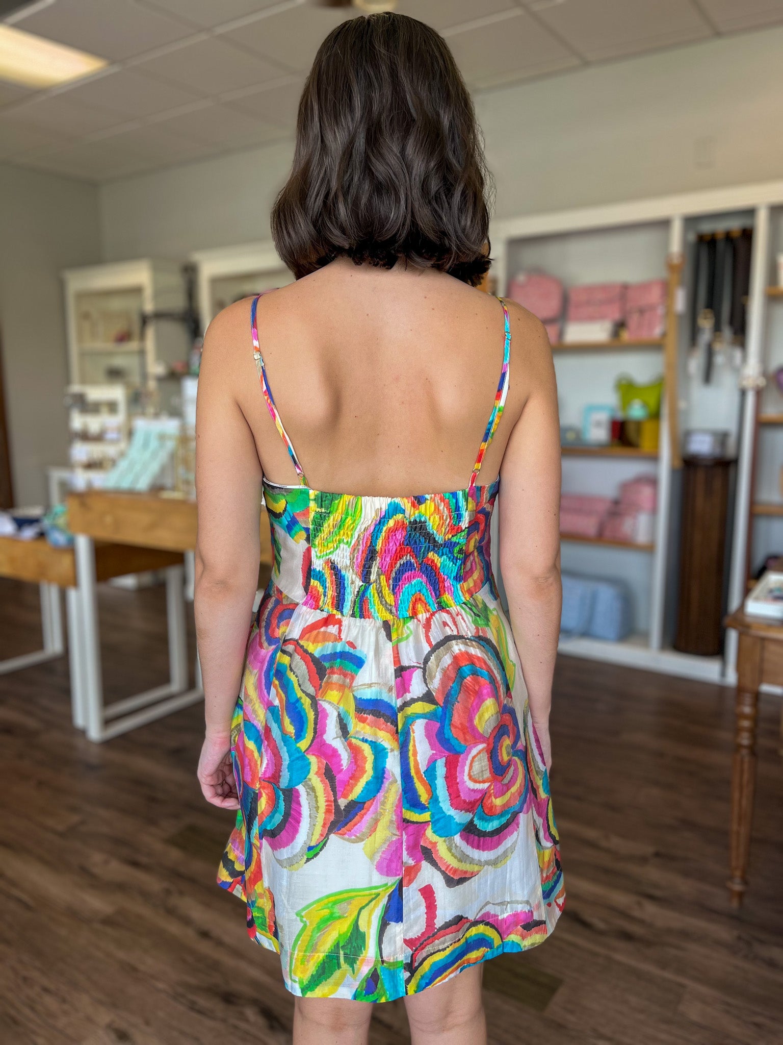 Abstract Floral Print Mini Dress