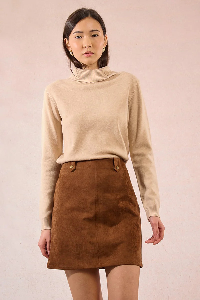 Brown Suede Mini Skirt