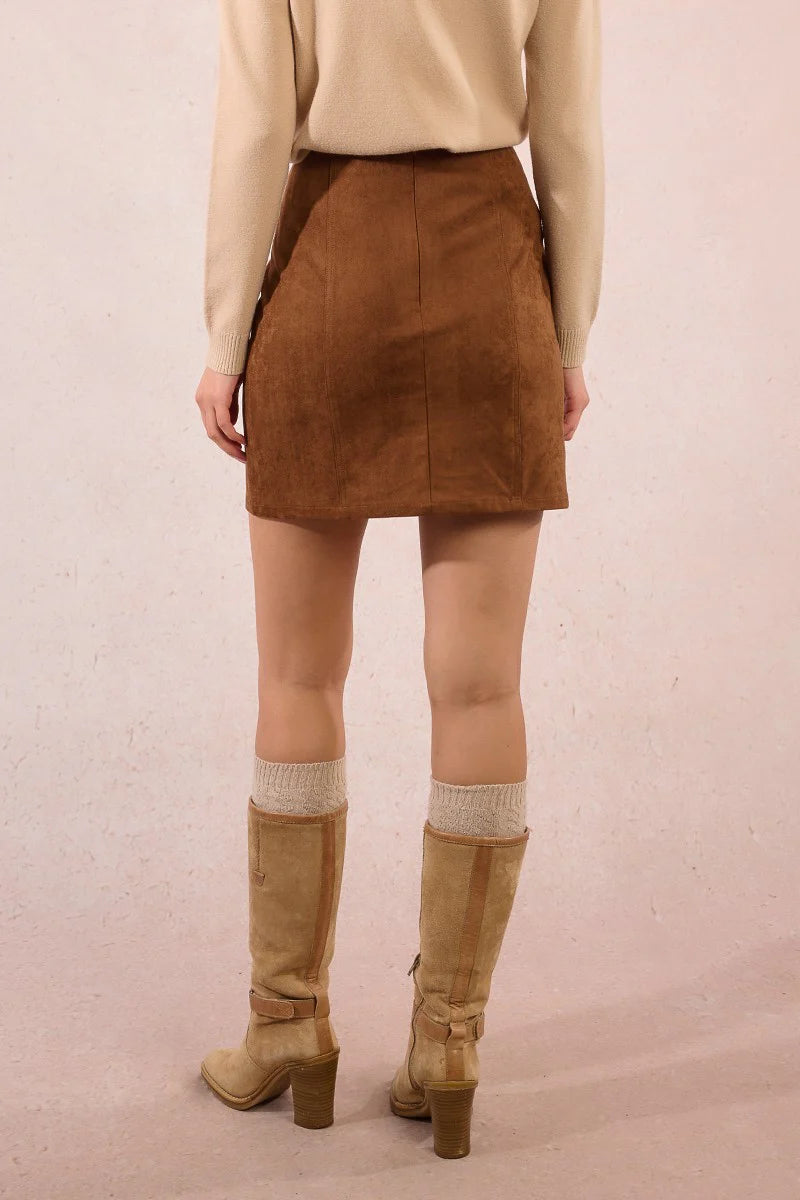 Brown Suede Mini Skirt