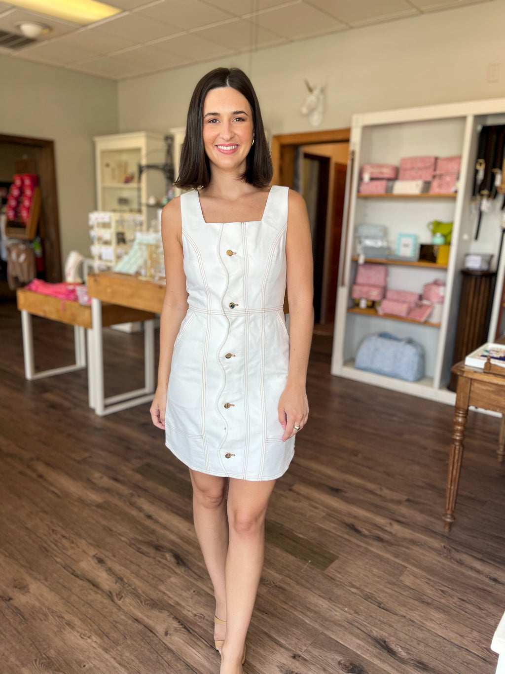 White Scalloped Mini Dress