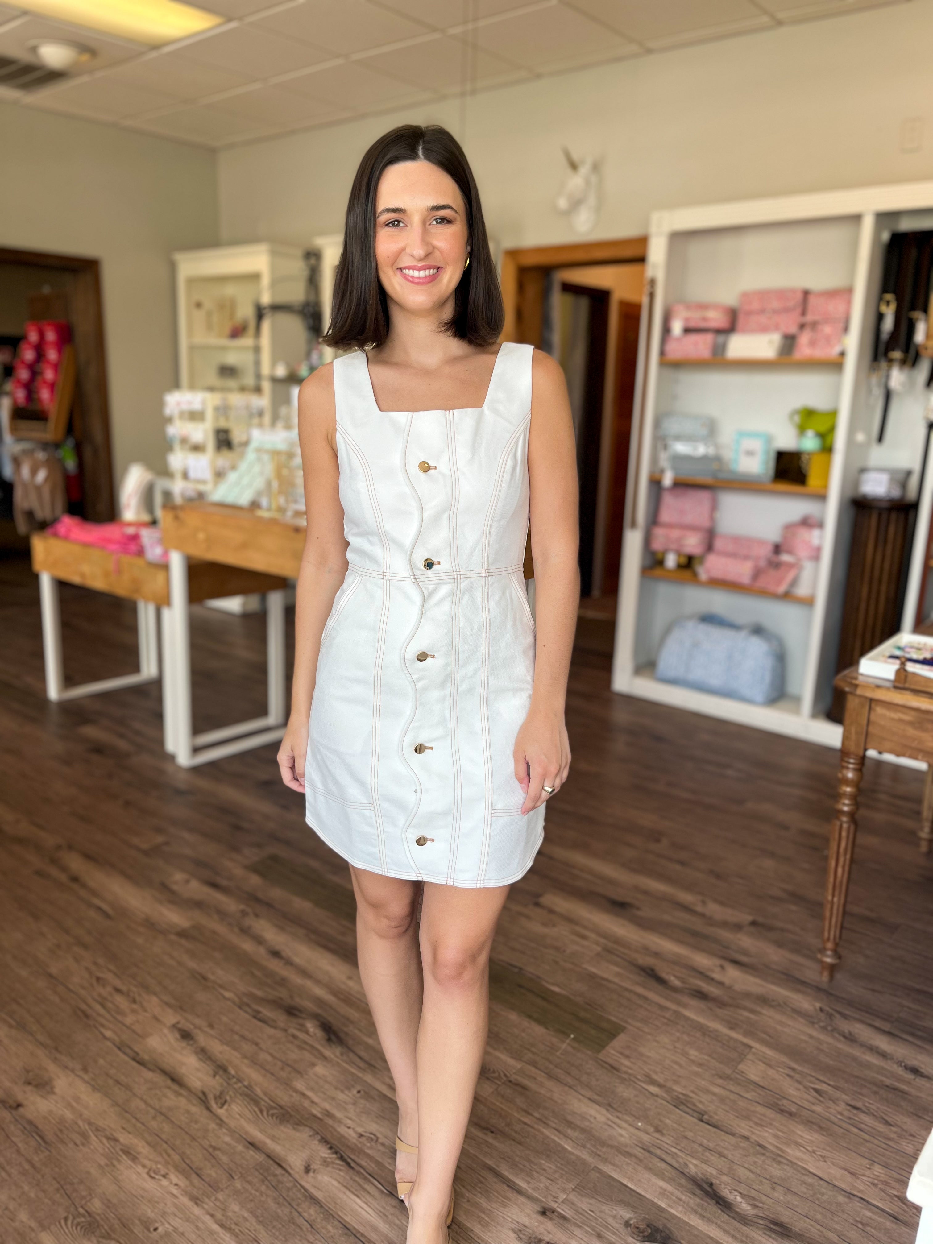 White Scalloped Mini Dress