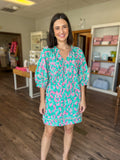 Watermelon Floral Peasant Dress
