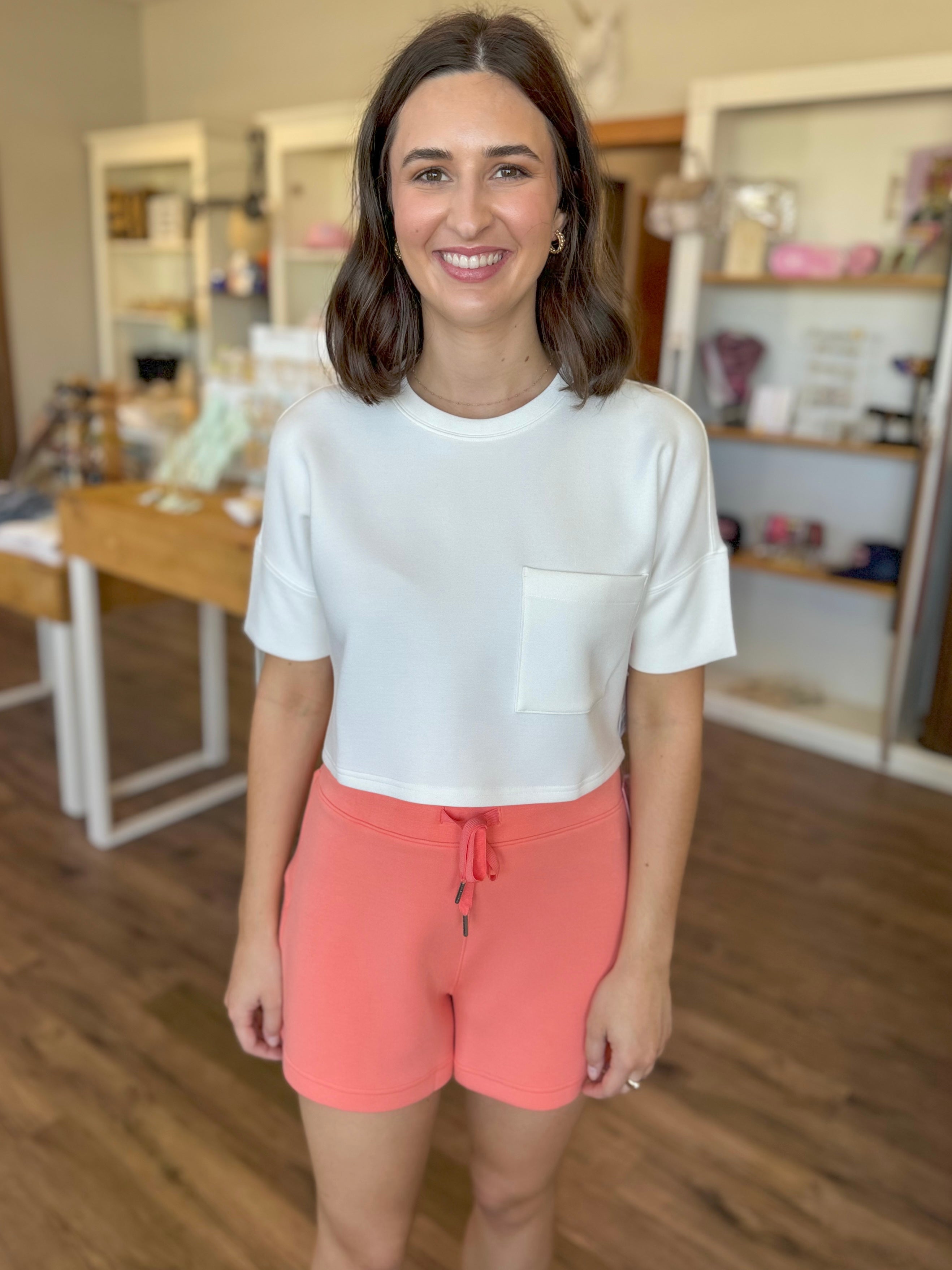 Air Essentials Cropped Tee in Powder